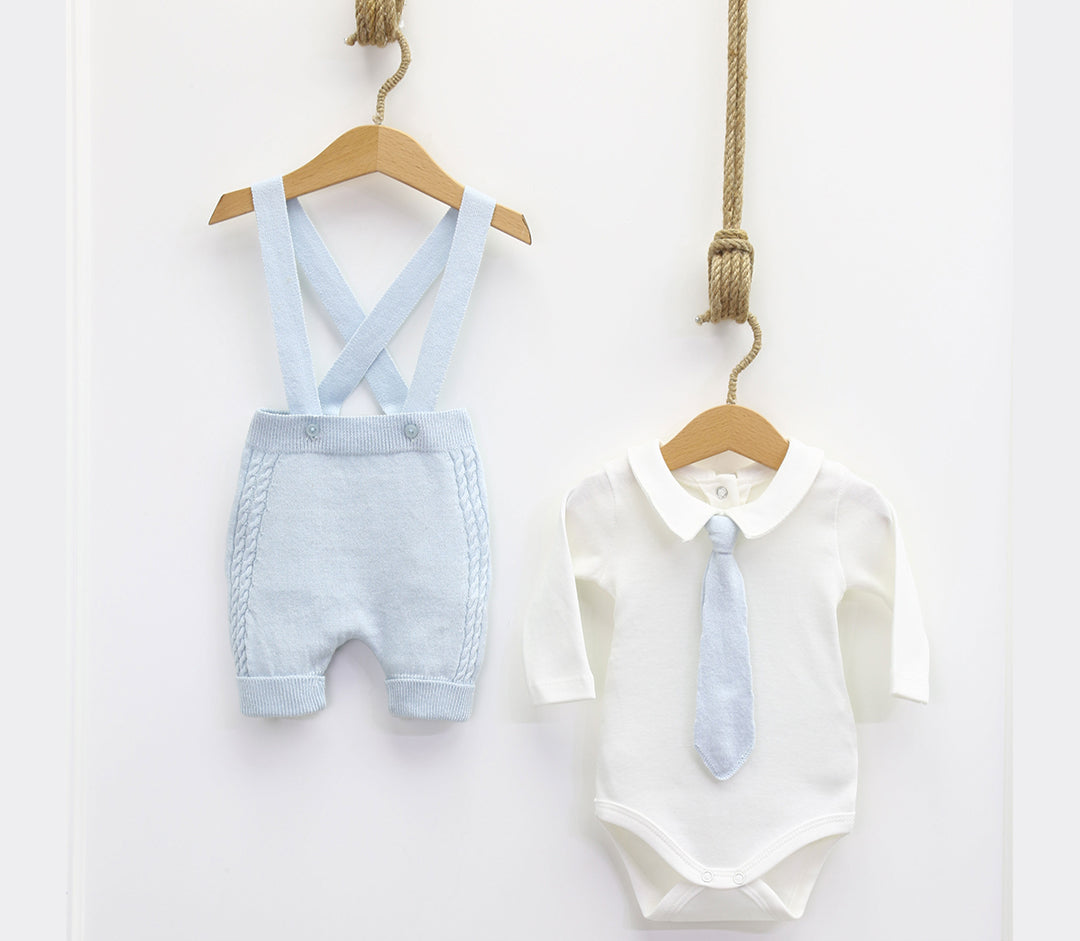 Baby boy 4 piece knit natural organic cotton set -6834