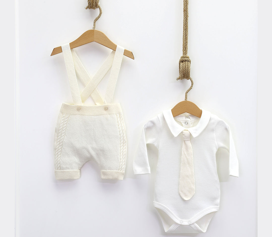 Baby boy 4 piece knit natural organic cotton set -6834