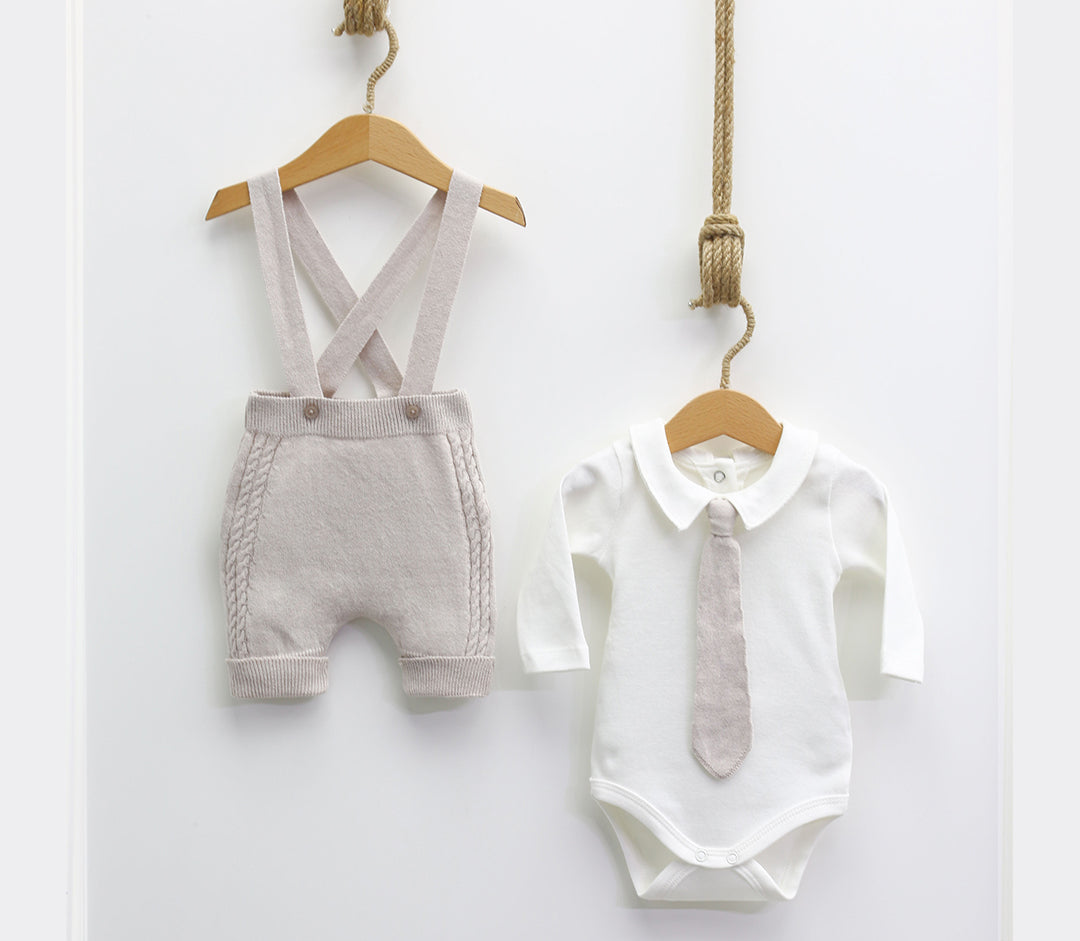 Baby boy 4 piece knit natural organic cotton set -6834