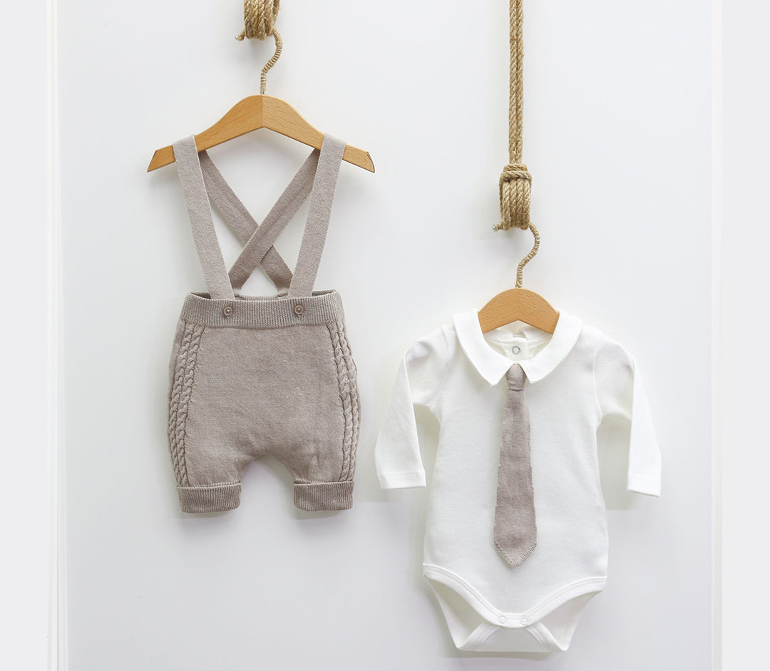 Baby boy 4 piece knit natural organic cotton set -6834