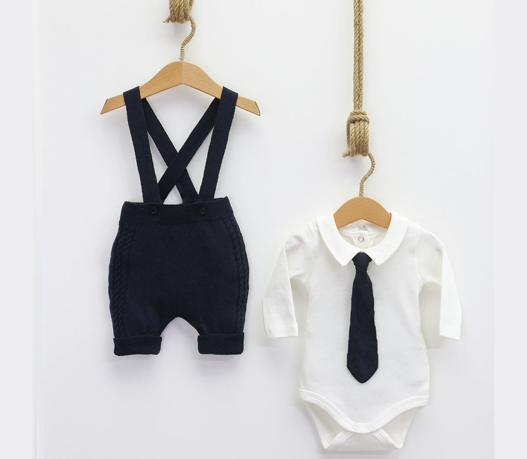 Baby boy 4 piece knit natural organic cotton set -6834