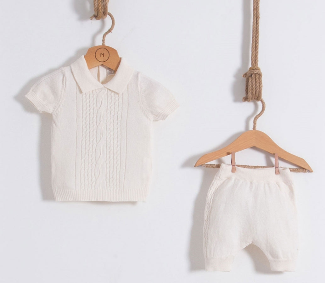 Nipperland-Kurzarm Pulli und Strick-Shorts-Set-6895