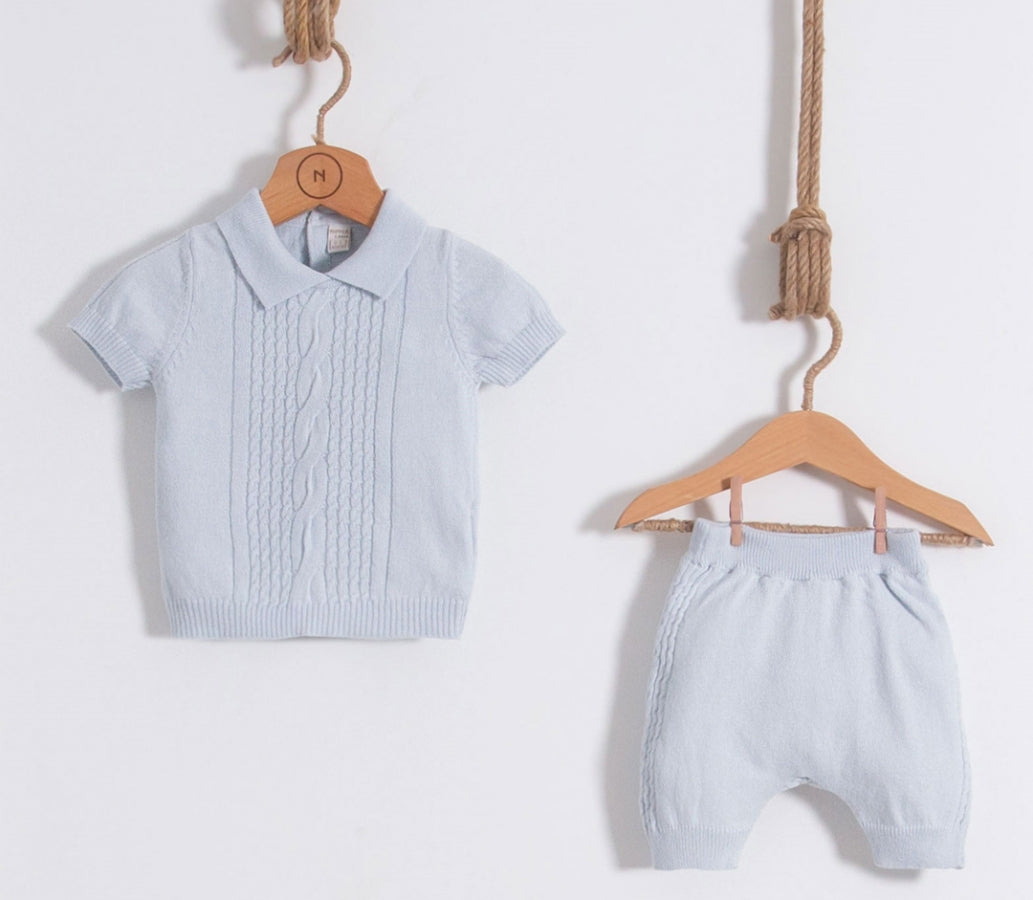 Nipperland-Kurzarm Pulli und Strick-Shorts-Set-6895