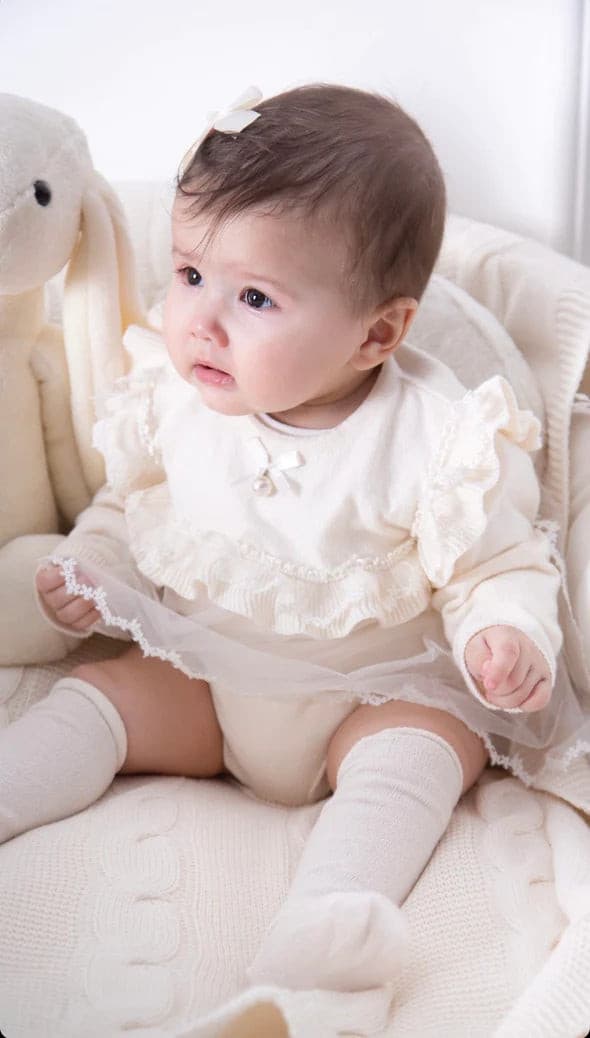 Strickkleid mit Tüll und Spitze 2 Tlg. Set Nipperland-6898 | muffin&co