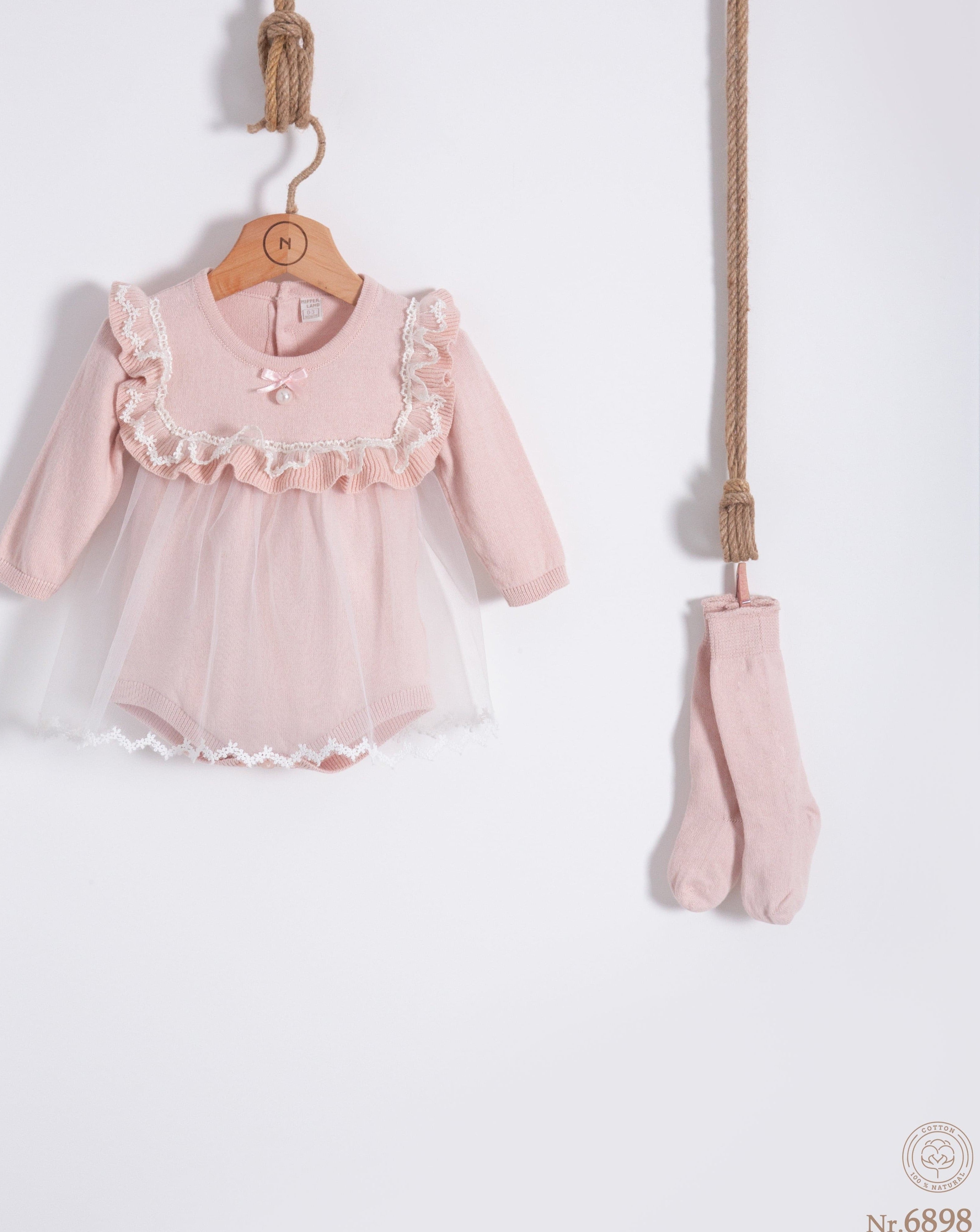 Strickkleid mit Tüll und Spitze 2 Tlg. Set Nipperland-6898 | muffin&co