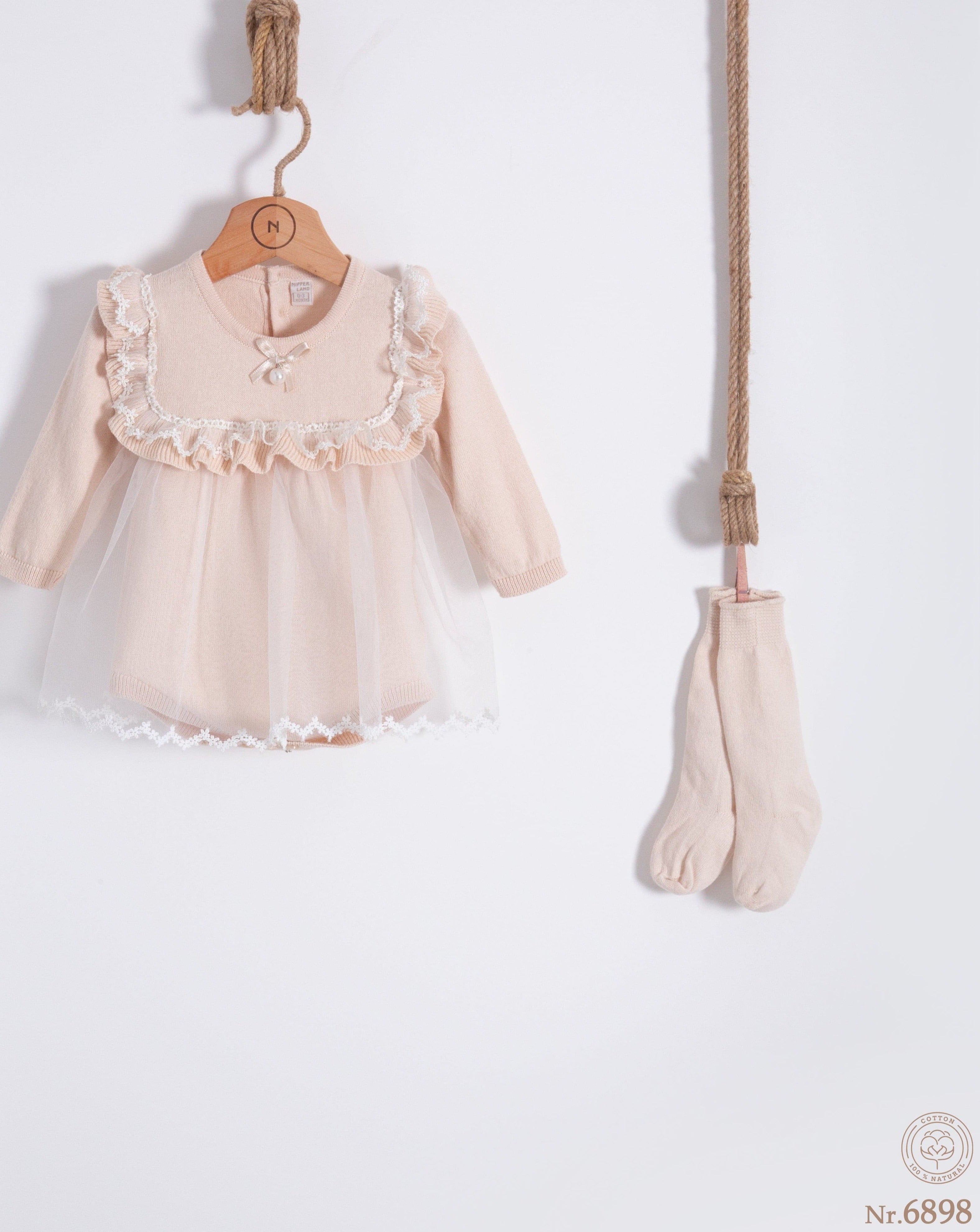 Strickkleid mit Tüll und Spitze 2 Tlg. Set Nipperland-6898 | muffin&co