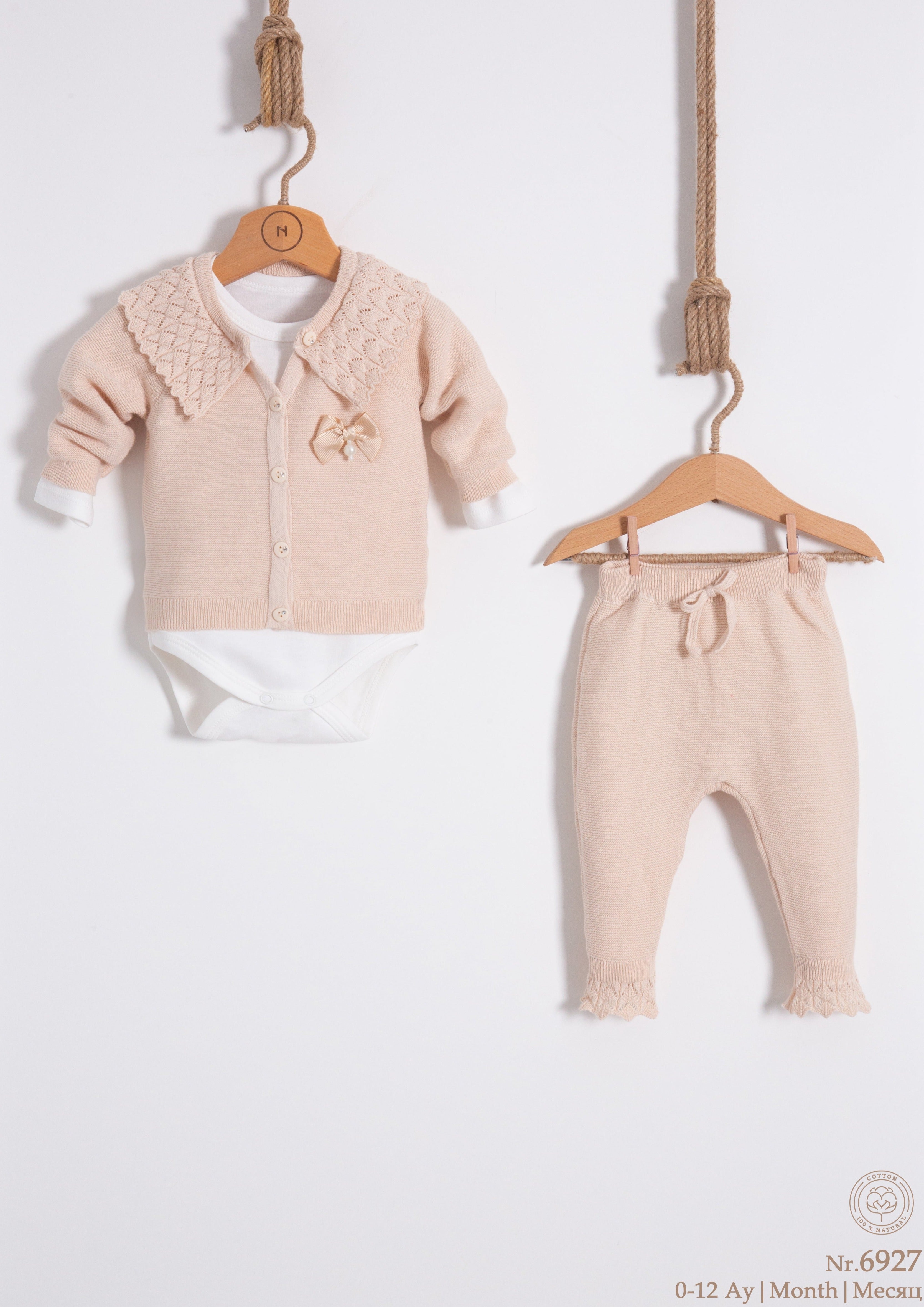 Nipperland 3-Tlg. Strickset mit einem wunderschönen Strickkragen