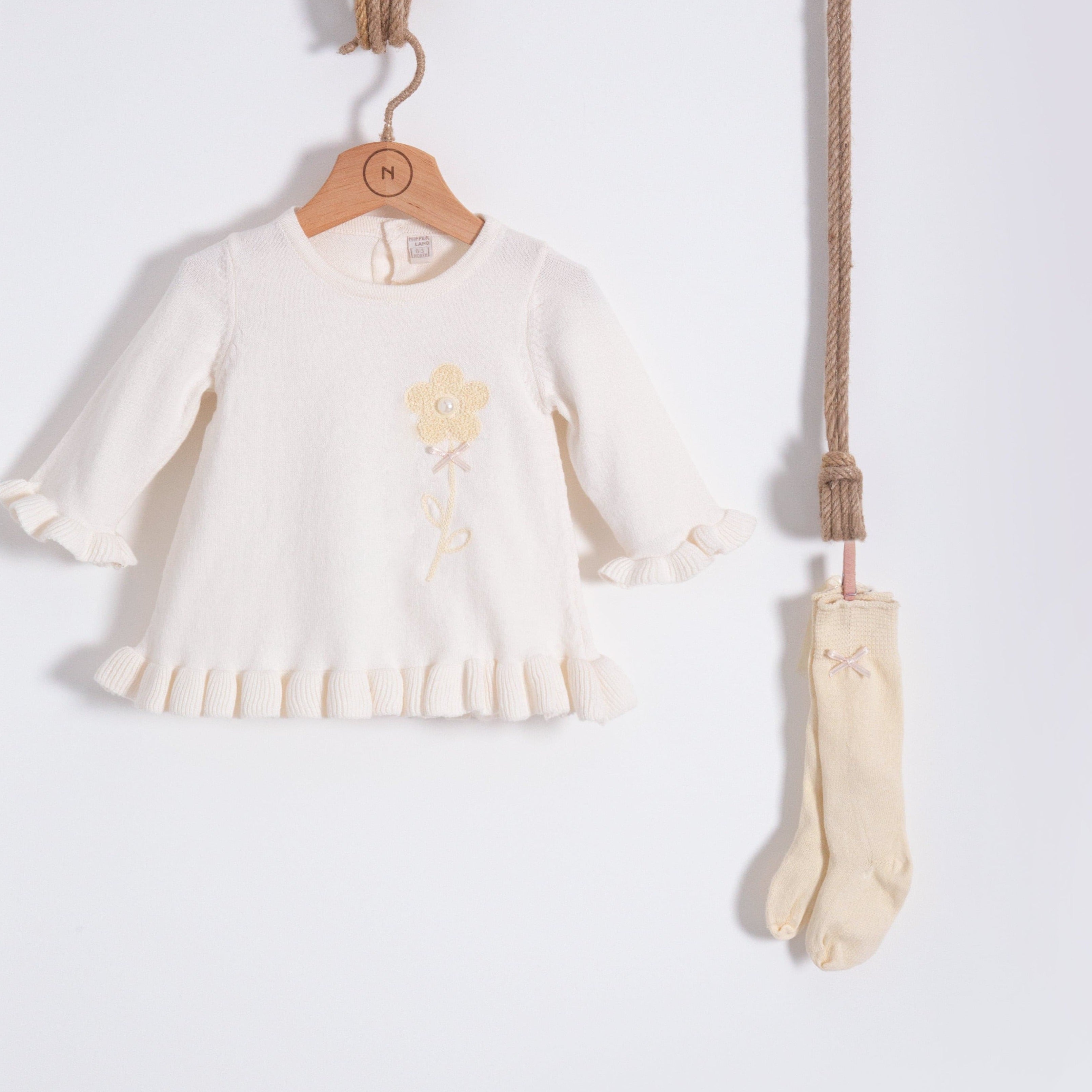 Strickkleid & Kniestrümpfe 2-tlg. Set Bio Baumwolle