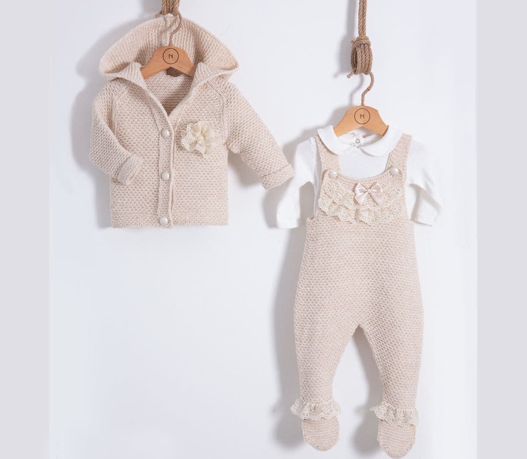 Nipperland 3 Tlg. set -100 % Baumwolle-Beige- 7023 | muffin&co
