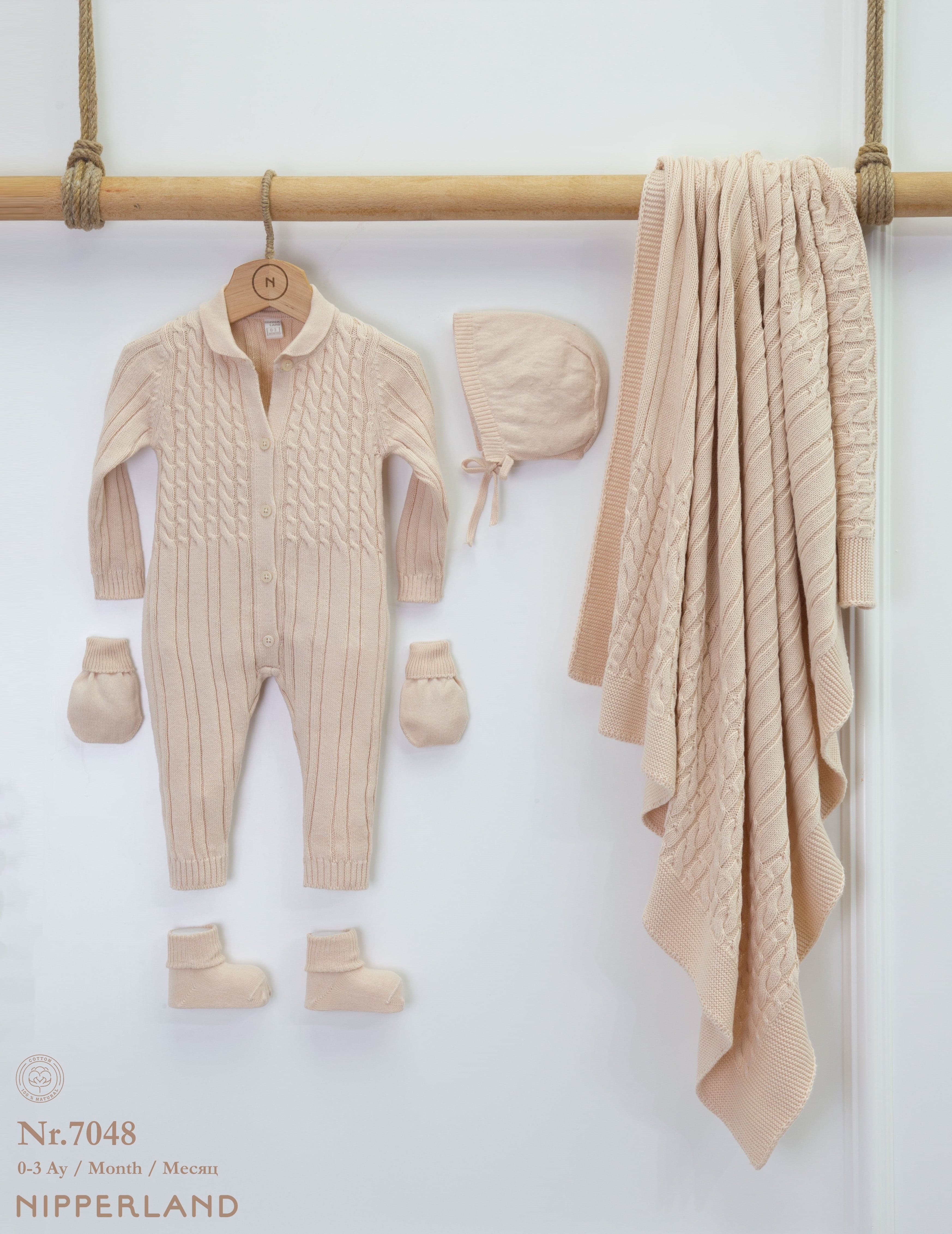 Nipperland 5-Tlg. Neugeborenen Set mit Strickmuster-7048 | muffin&co