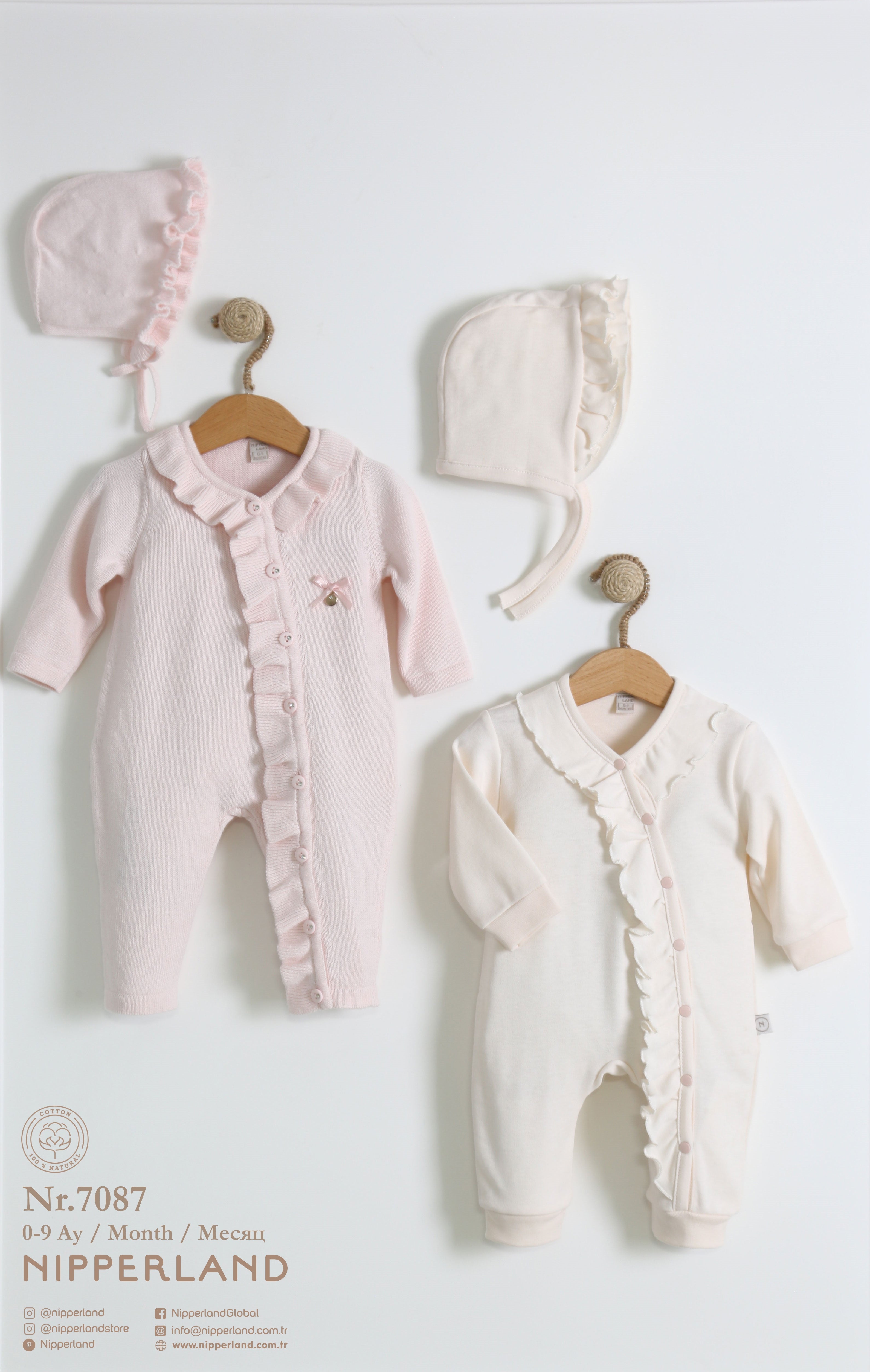 Nipperland 4 pieces. Set made of pure organic cotton with ruffles-7087