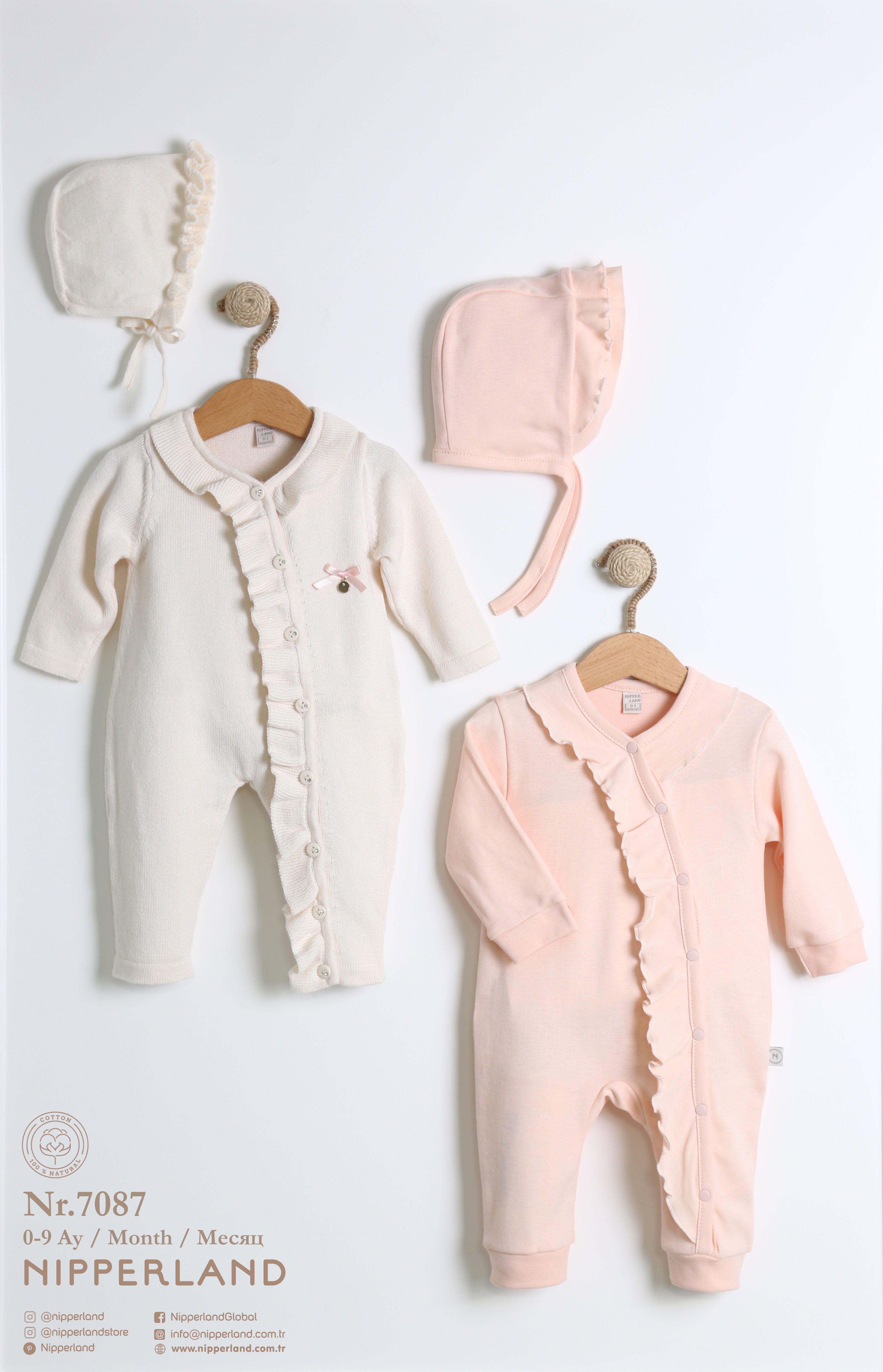 Nipperland 4 pieces. Set made of pure organic cotton with ruffles-7087
