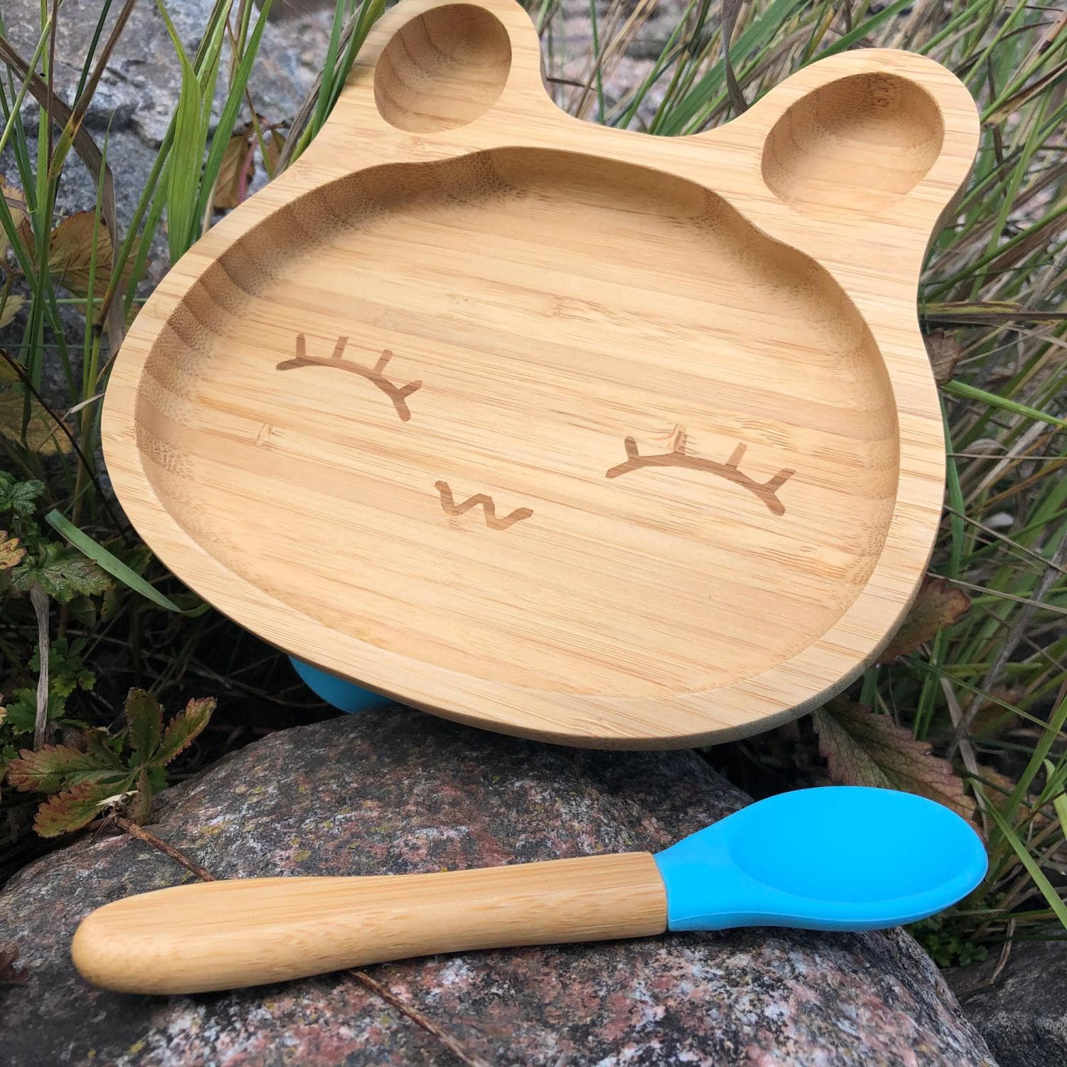 Kinder Bambusgeschirr Kaninchen blau
