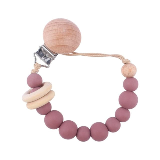 Baby Schnullerkette  mit Silikonperlen für Neugeborene Geschenk-Lila
