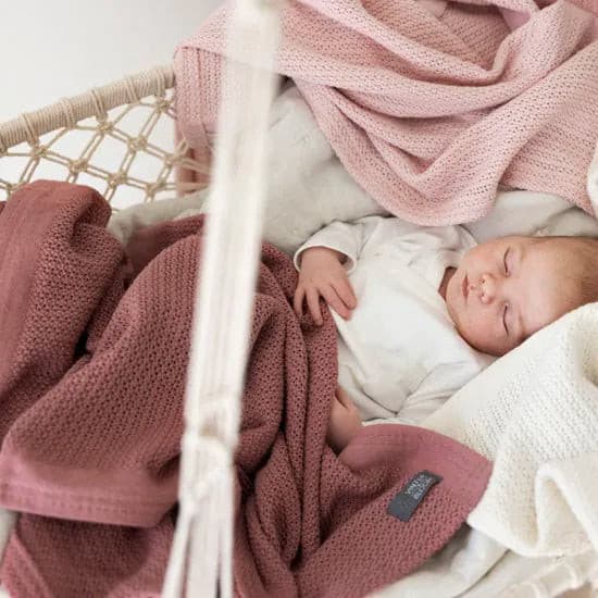Decke Soft Grid ORGANIC, Altrosa | muffin&co