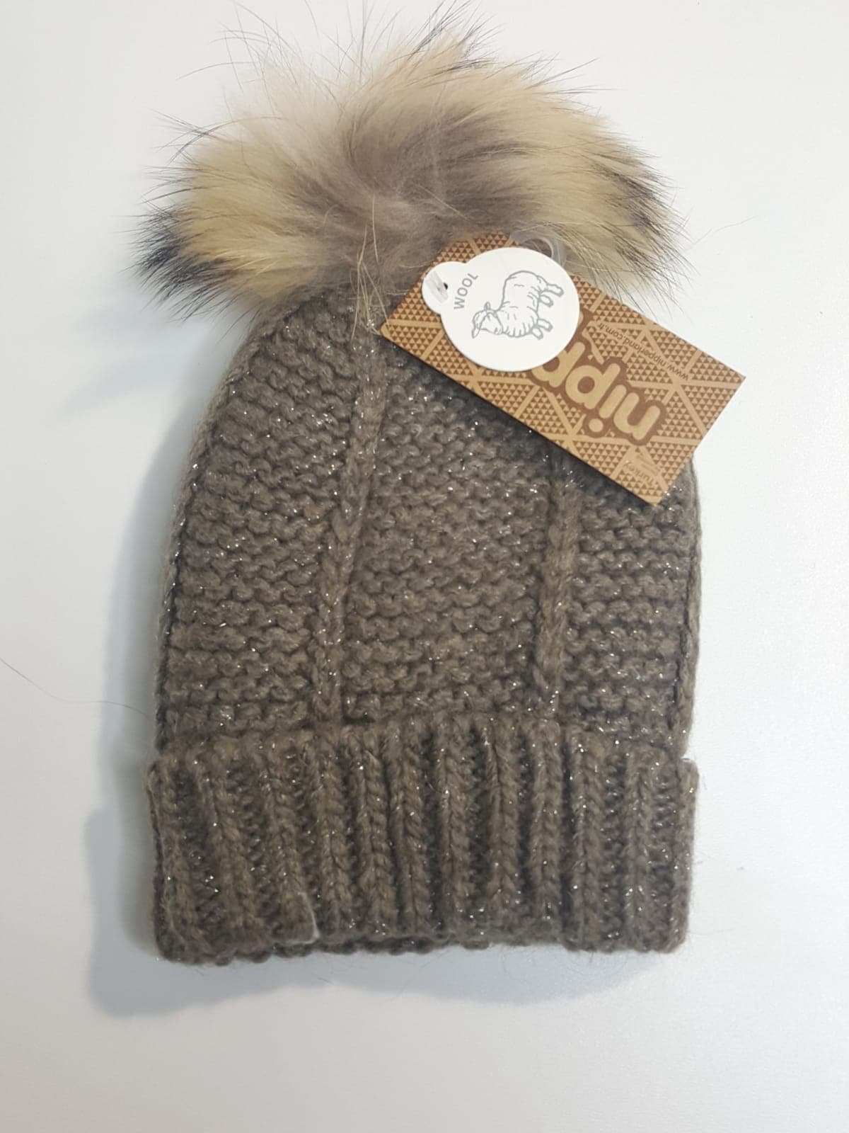 Nipper mütze mit pom pom-6715-Braun muffinandco.