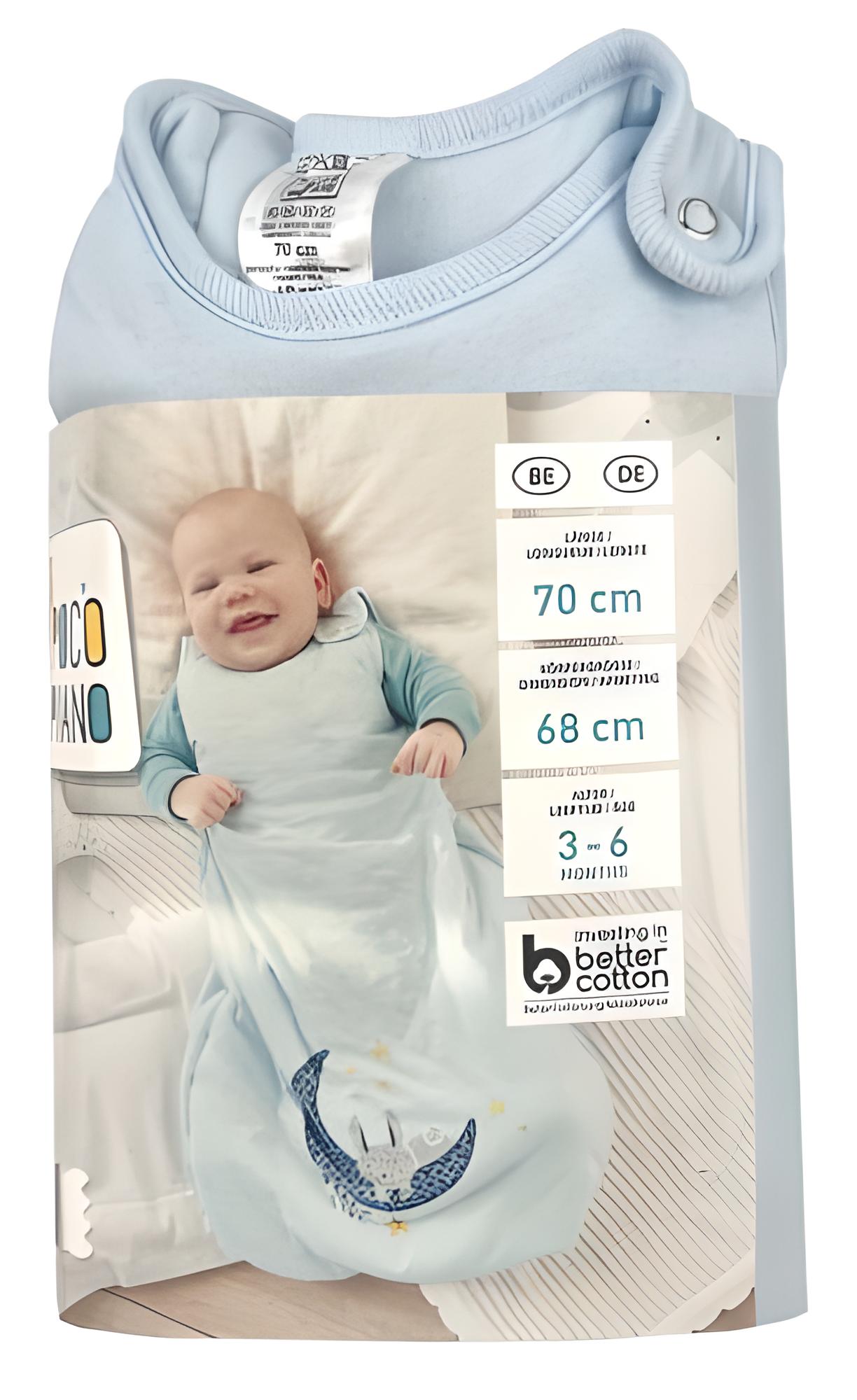 Gigoteuse d'hiver pour bébé, barboteuse en coton bleu clair